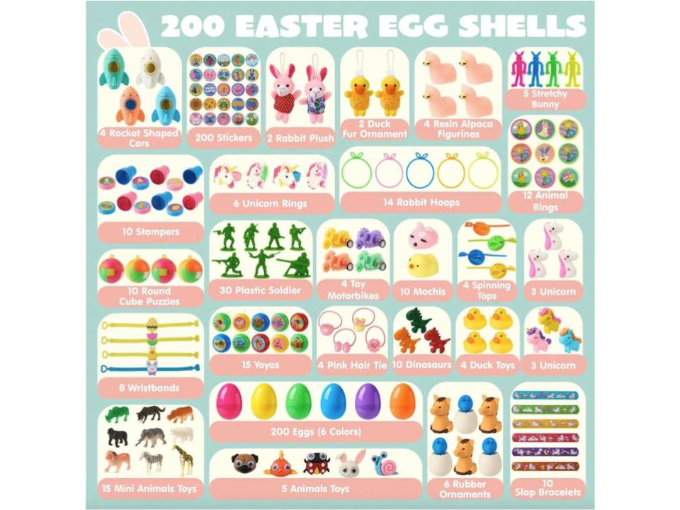 200 Pcs Prefilled Easter Eggs With Toys Plus Stickers