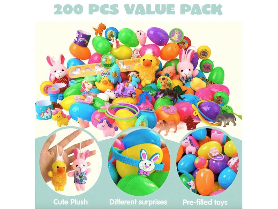 200 Pcs Prefilled Easter Eggs With Toys Plus Stickers