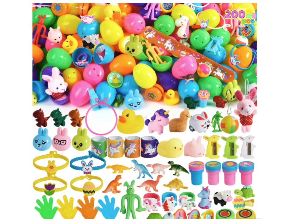 200 Pcs Prefilled Easter Eggs With Toys Plus Stickers